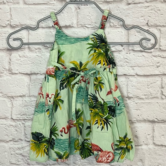 Pacific Legends Apparel 🌺 Made in Hawaii Green Flamingo Bungee Sundress Sz L - Picture 2 of 5